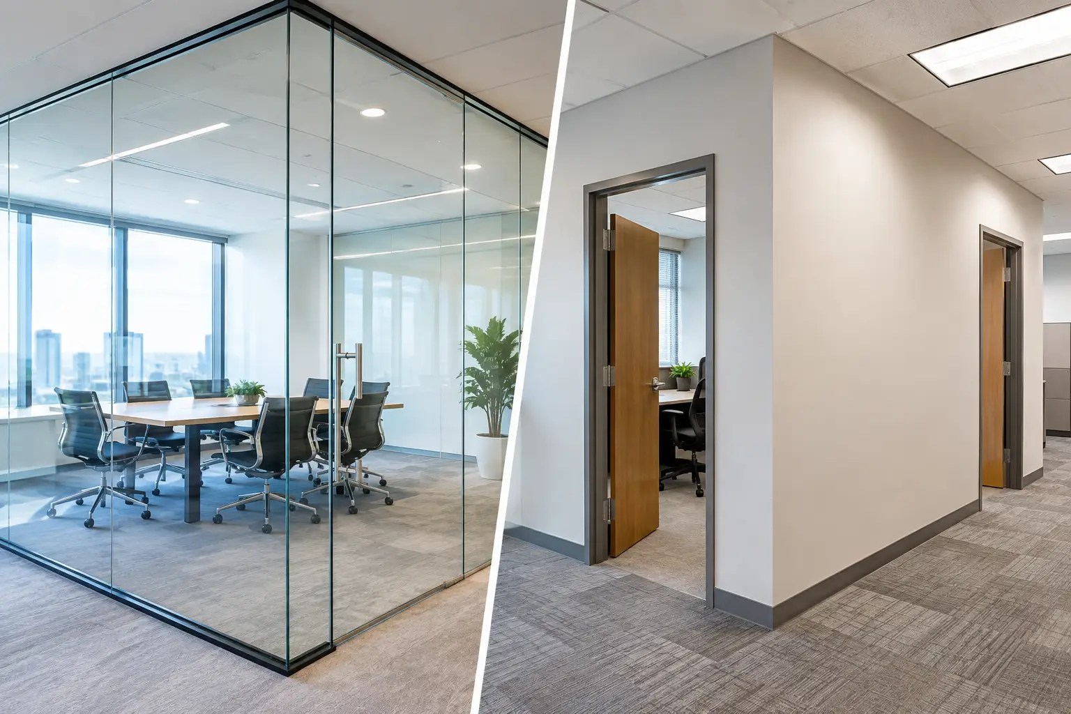 Glass Partitions vs Drywall Offices Compared